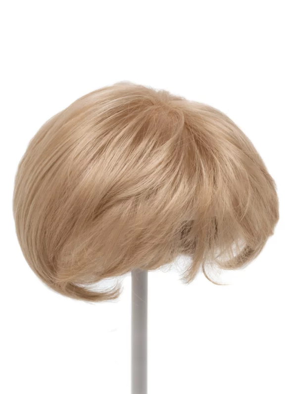 blonde wedge topper on wig stand