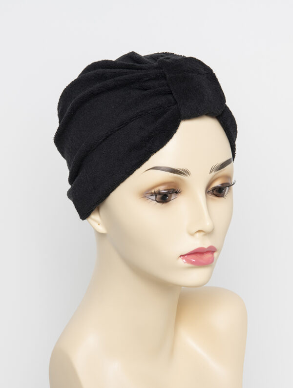 black turban on wig head mannequin