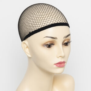 black fishnet wig cap on envy wig mannequin